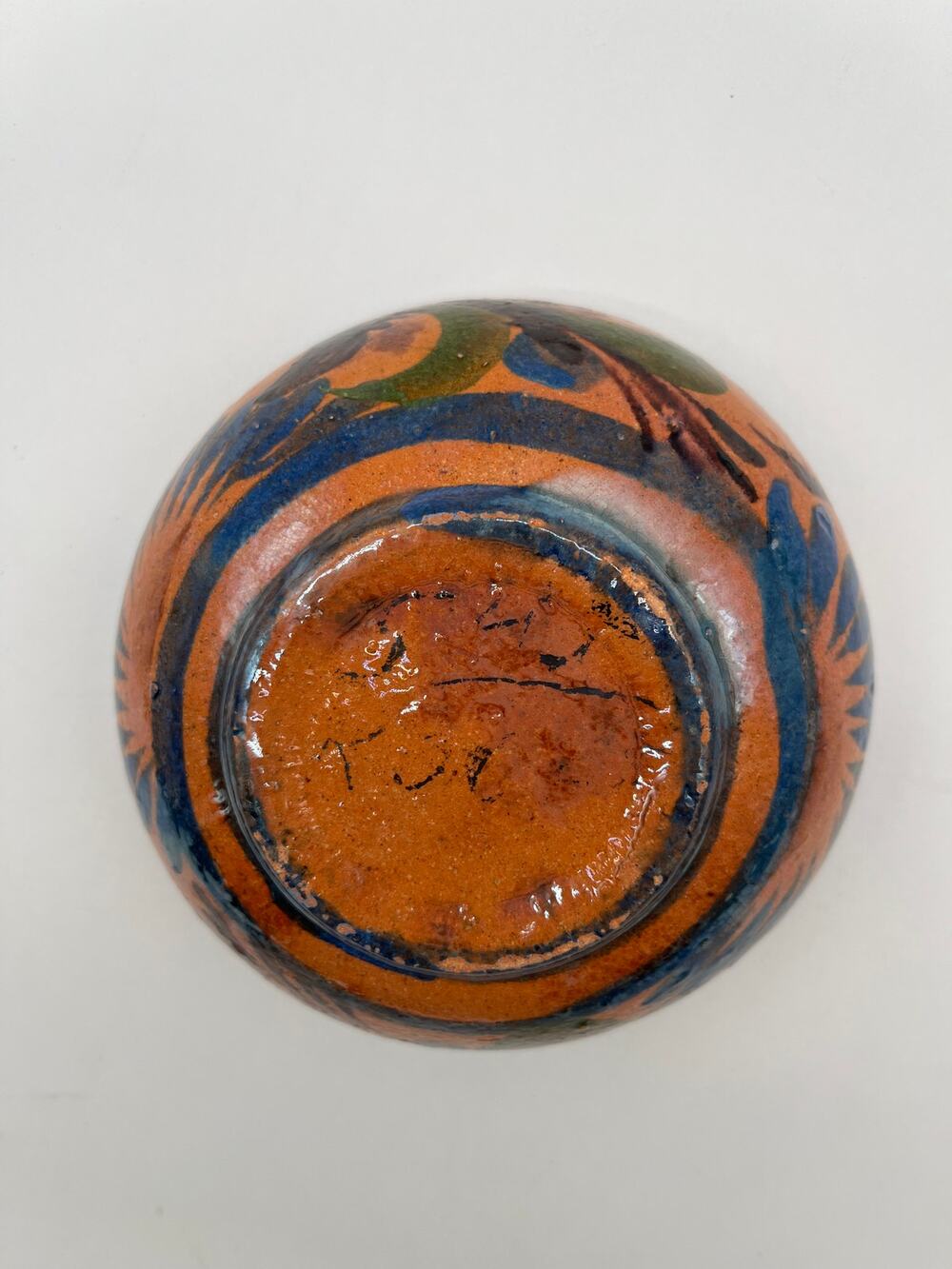 Vintage Mexican Folk Art Pottery Hand Painted Tonala Barro Vidriado Bowl - 5.5"